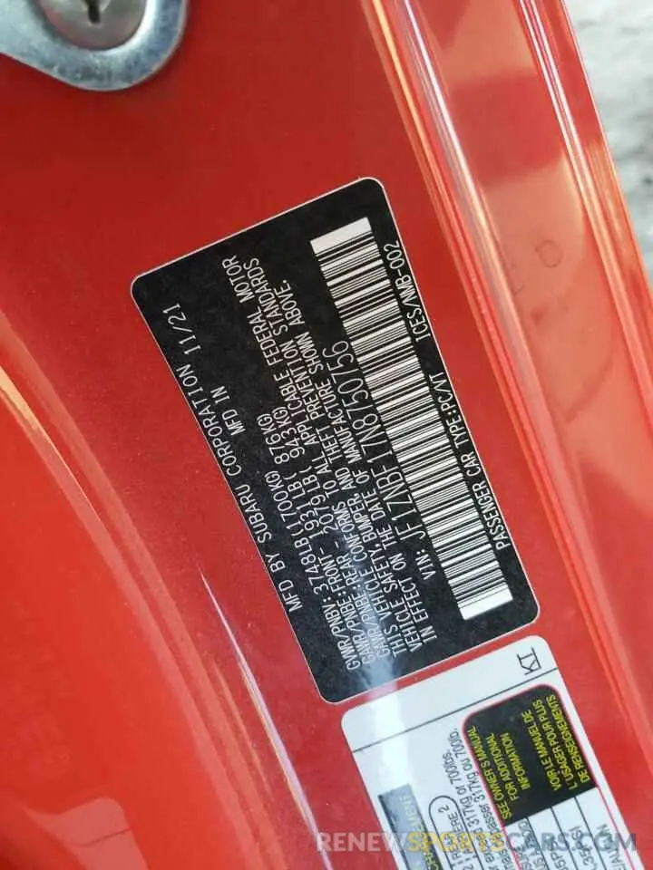 12 fotografías del automóvil dañado JF1ZNBF17N8750756 TOYOTA GR 86 PREM 2022
