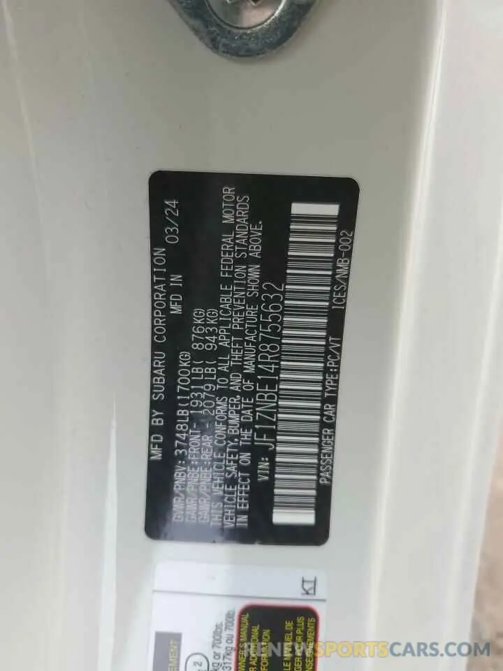 12 fotografías del automóvil dañado JF1ZNBE14R8755632 TOYOTA GR 86 PREM 2024