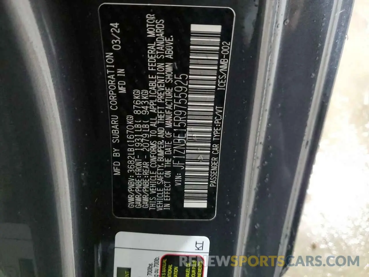 12 fotografías del automóvil dañado JF1ZNBE15R9755925 TOYOTA GR 86 PREM 2024