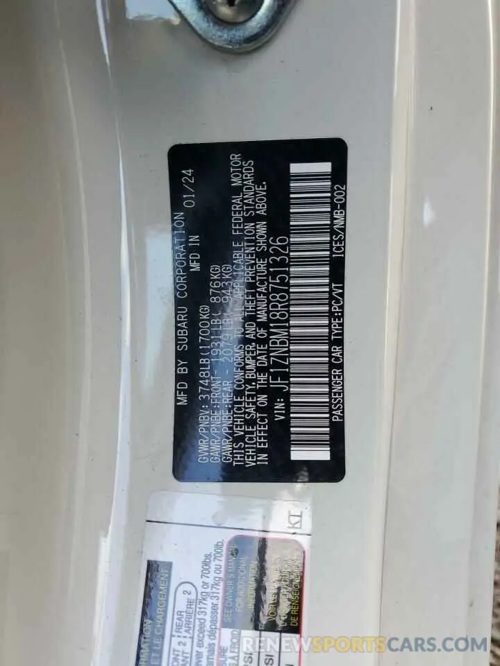 12 fotografías del automóvil dañado JF1ZNBM18R8751326 TOYOTA GR 86 TRUE 2024