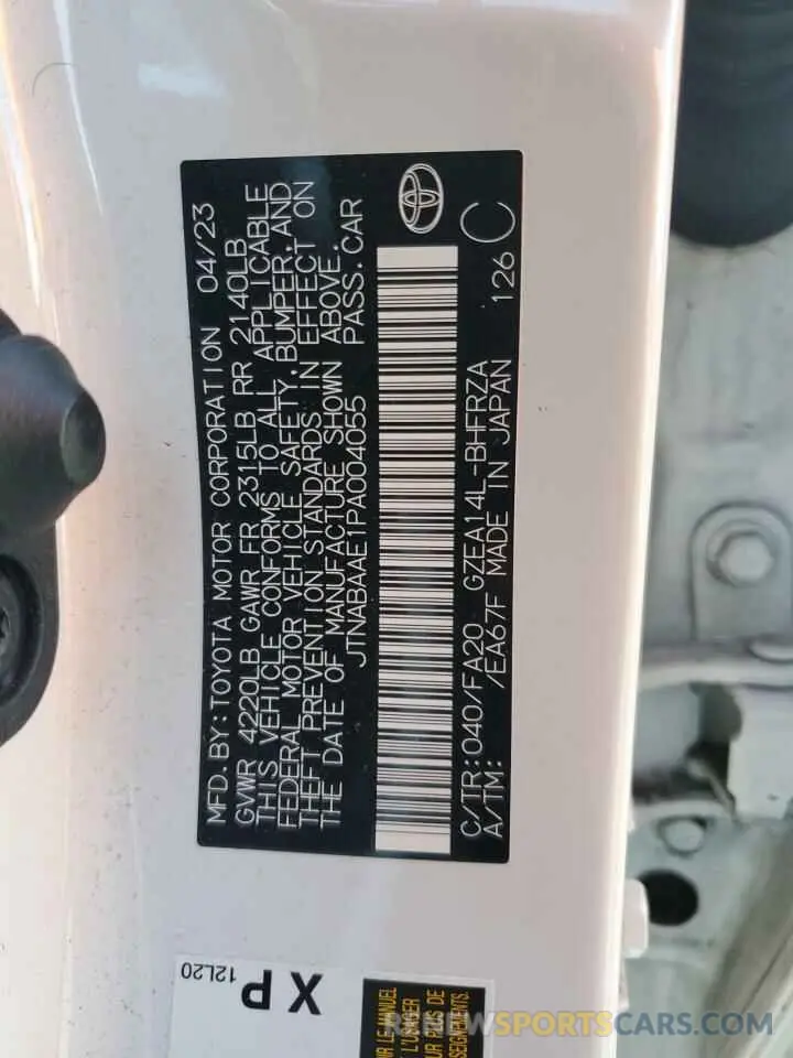 12 fotografías del automóvil dañado JTNABAAE1PA004055 TOYOTA GR COROLLA 2023
