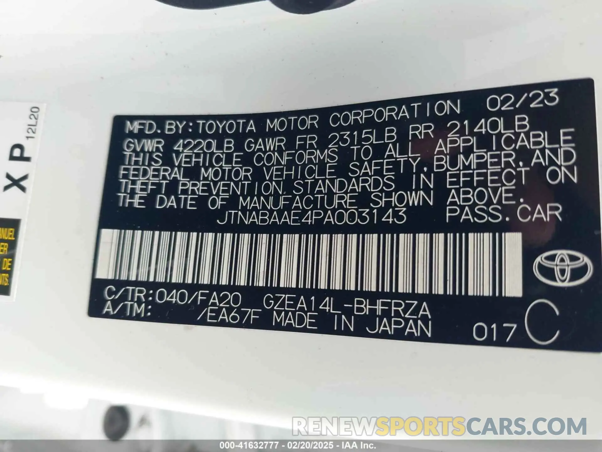 9 fotografías del automóvil dañado JTNABAAE4PA003143 TOYOTA GR COROLLA 2023