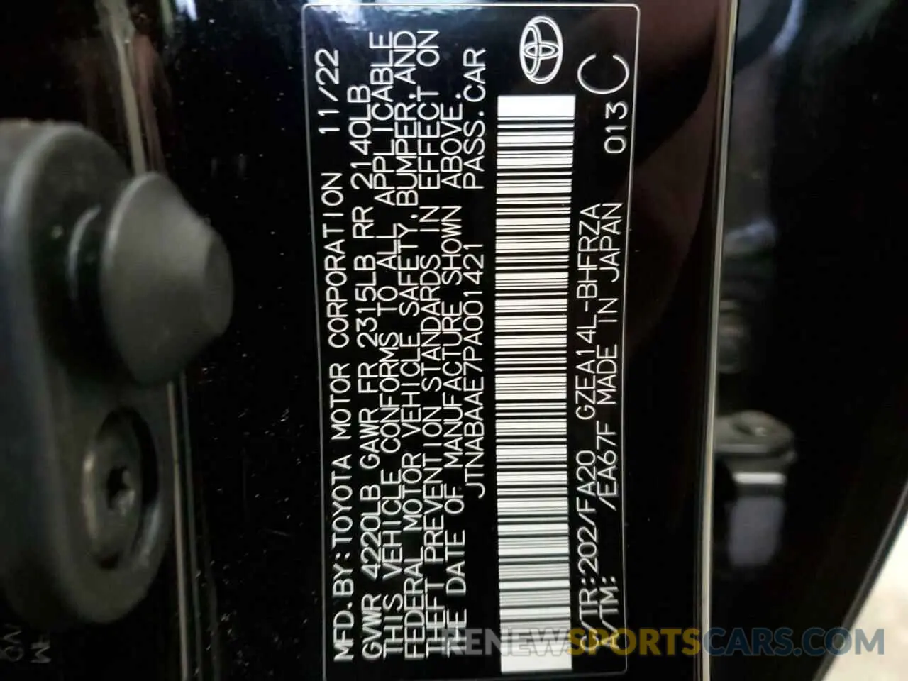 12 fotografías del automóvil dañado JTNABAAE7PA001421 TOYOTA GR COROLLA 2023