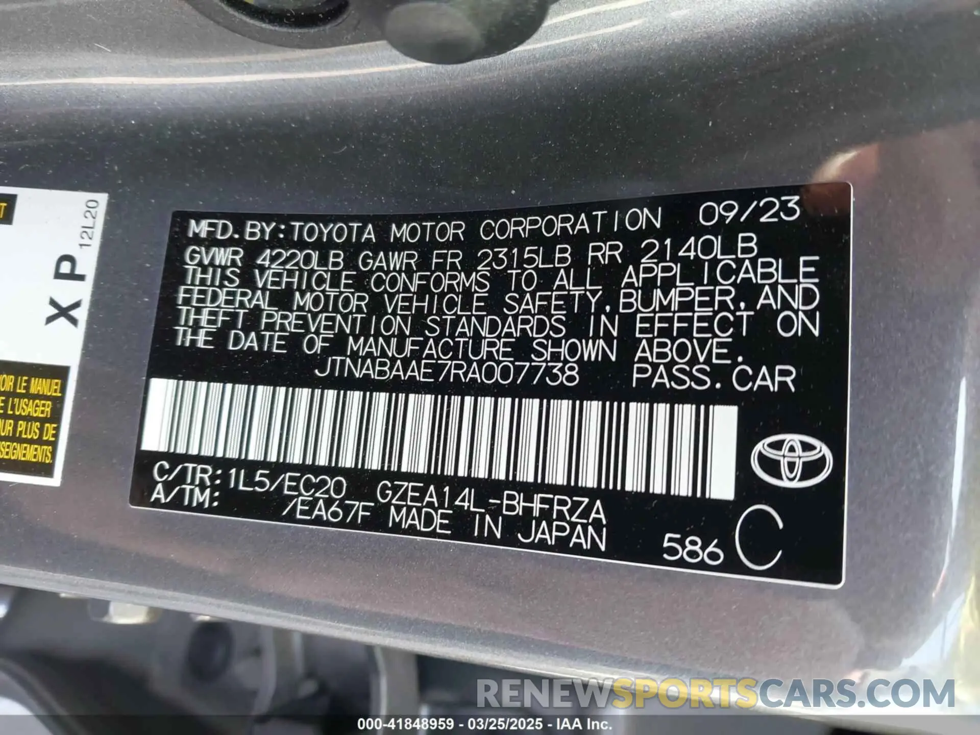 9 fotografías del automóvil dañado JTNABAAE7RA007738 TOYOTA GR COROLLA 2024