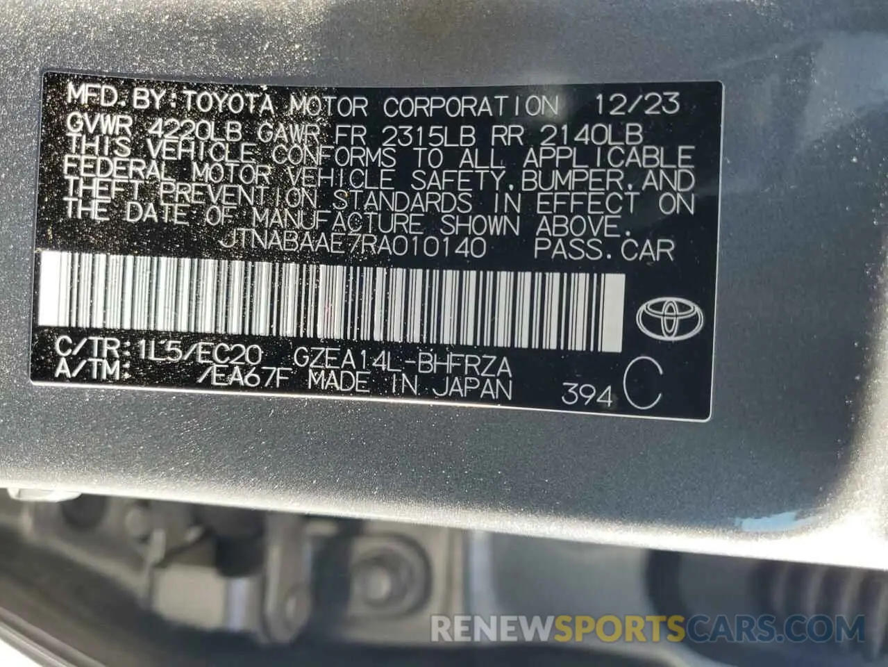 12 fotografías del automóvil dañado JTNABAAE7RA010140 TOYOTA GR COROLLA 2024