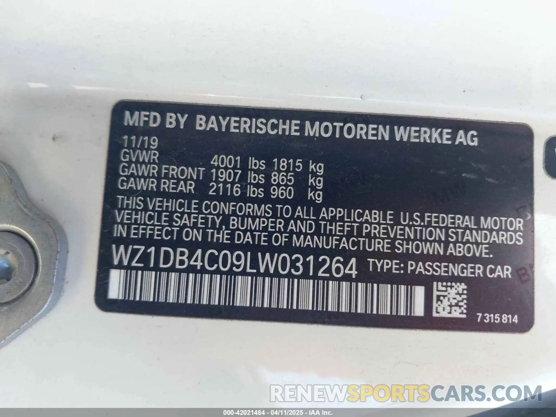 9 fotografías del automóvil dañado WZ1DB4C09LW031264 TOYOTA GR SUPRA 2020