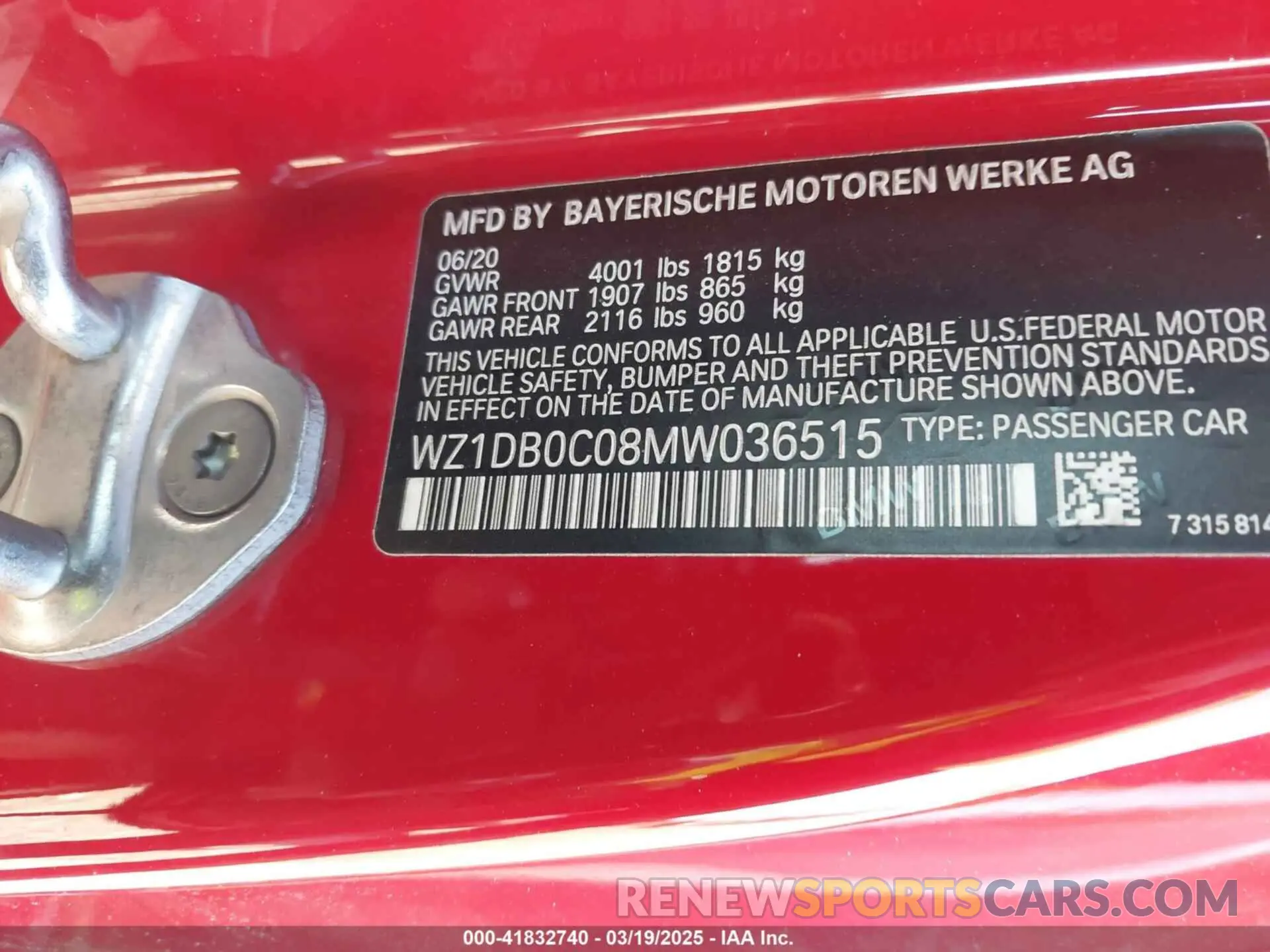 9 fotografías del automóvil dañado WZ1DB0C08MW036515 TOYOTA GR SUPRA 2021