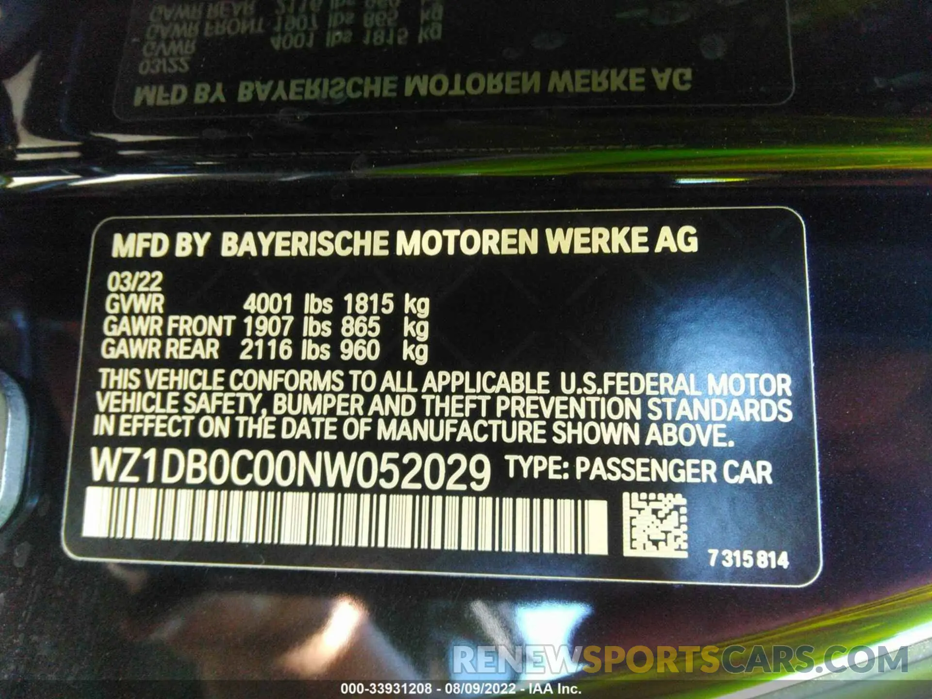 9 fotografías del automóvil dañado WZ1DB0C00NW052029 TOYOTA GR SUPRA 2022