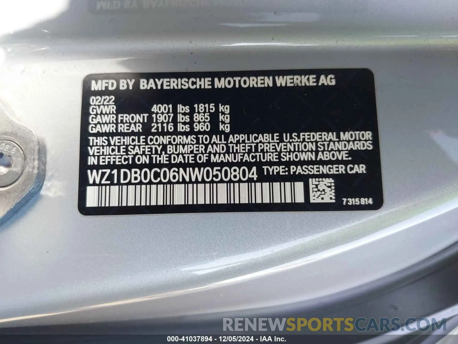 9 fotografías del automóvil dañado WZ1DB0C06NW050804 TOYOTA GR SUPRA 2022