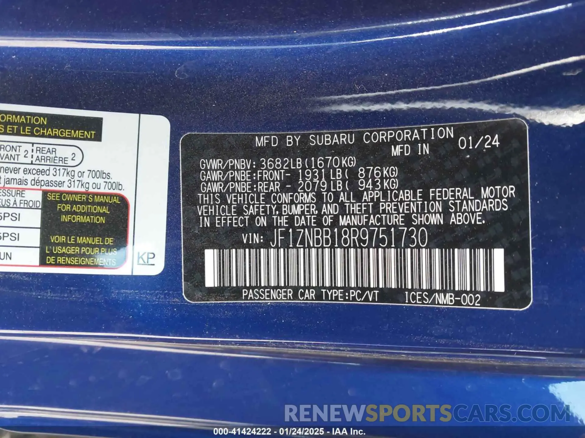 9 fotografías del automóvil dañado JF1ZNBB18R9751730 TOYOTA GR86 2024