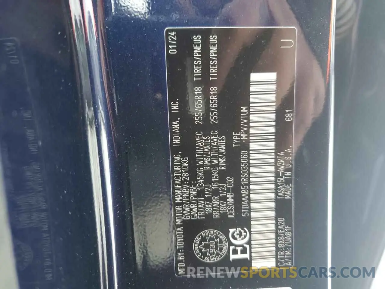 13 fotografías del automóvil dañado 5TDAAAB51RS035060 TOYOTA GRAND HIGH 2024
