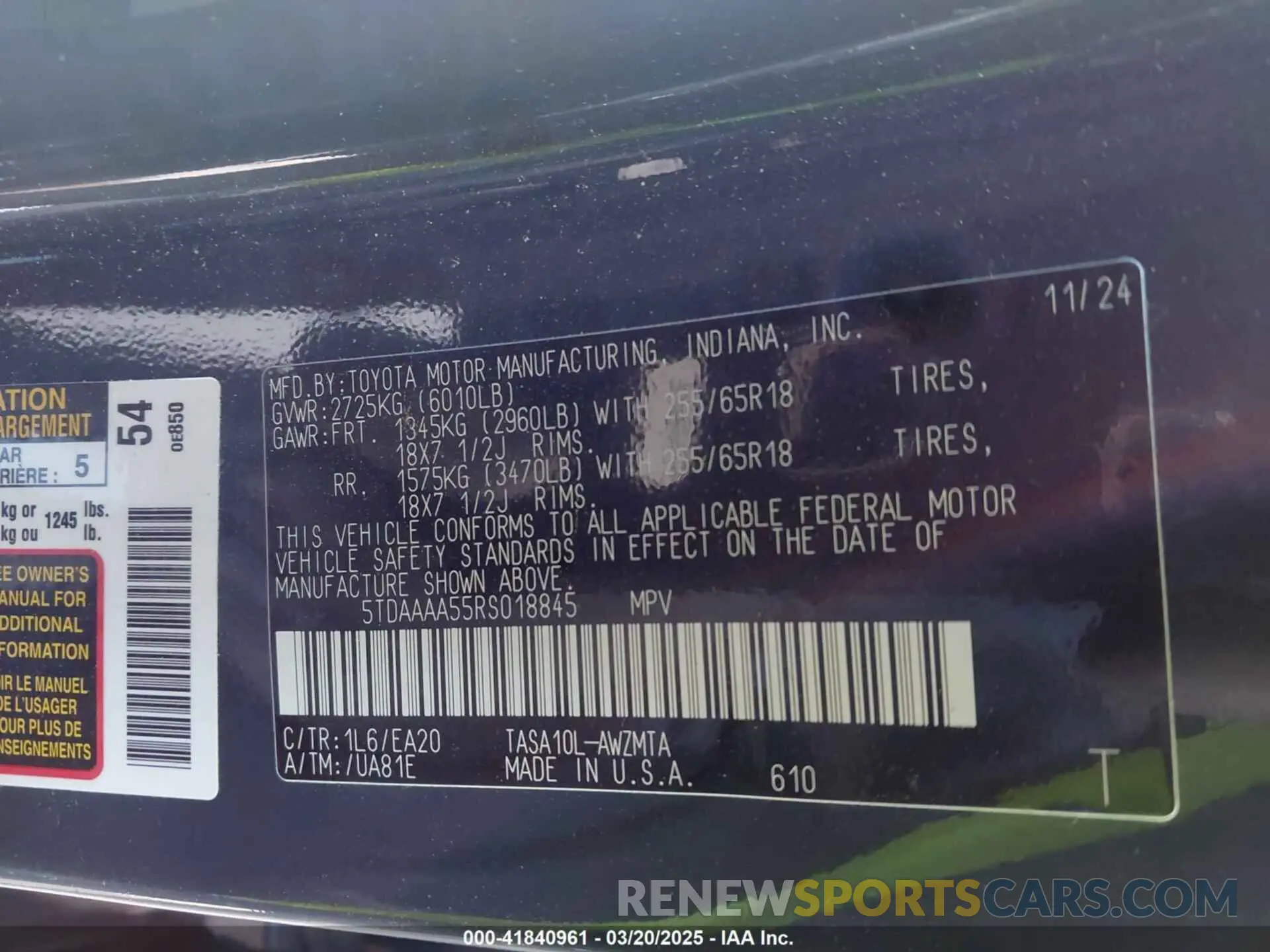 9 fotografías del automóvil dañado 5TDAAAA55RS018845 TOYOTA GRAND HIGHLANDER 2024