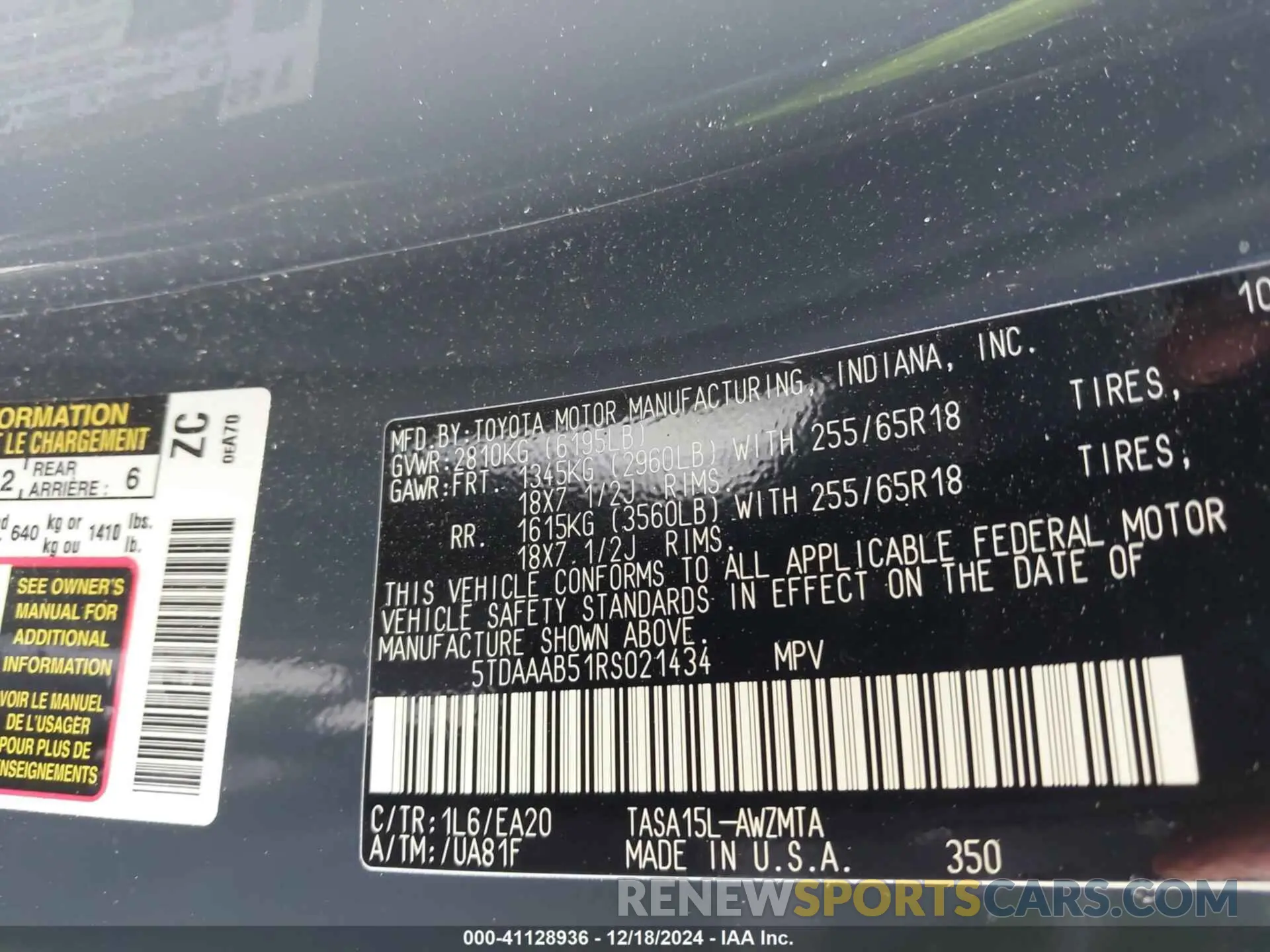 9 fotografías del automóvil dañado 5TDAAAB51RS021434 TOYOTA GRAND HIGHLANDER 2024