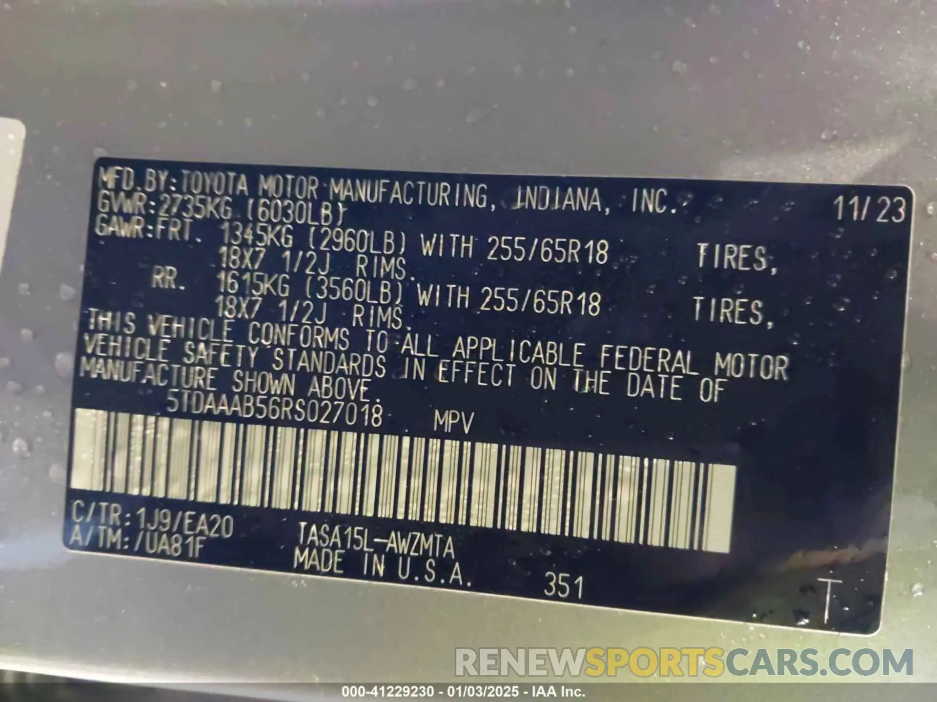 9 fotografías del automóvil dañado 5TDAAAB56RS027018 TOYOTA GRAND HIGHLANDER 2024