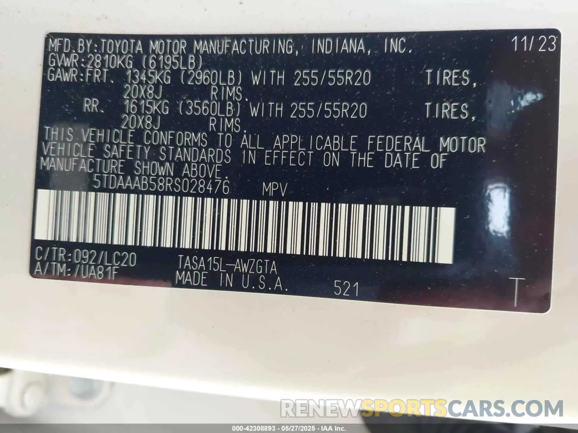 9 fotografías del automóvil dañado 5TDAAAB58RS028476 TOYOTA GRAND HIGHLANDER 2024