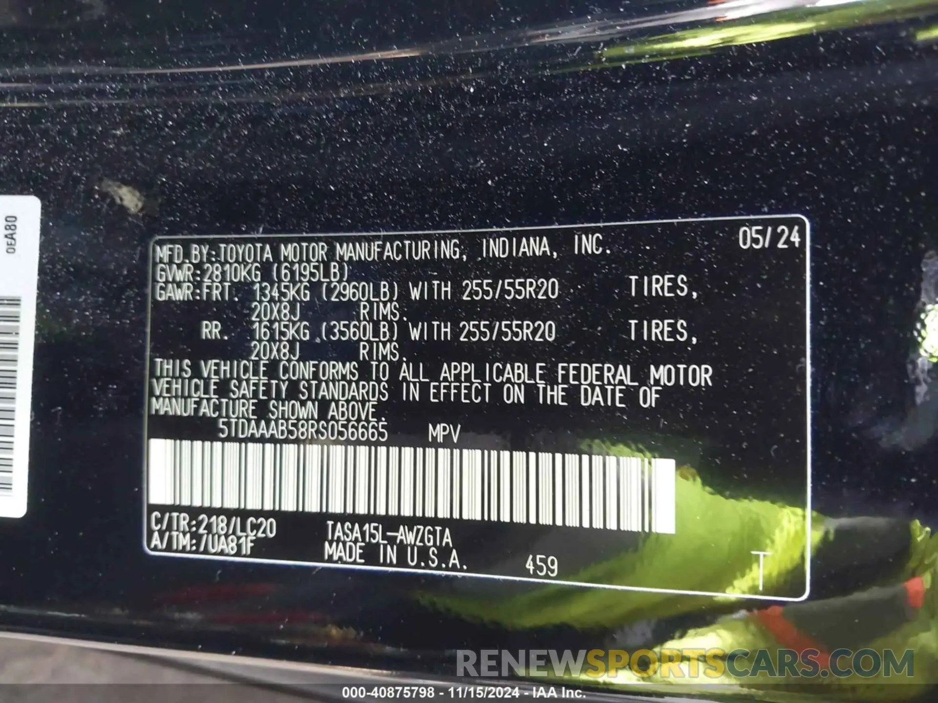 9 fotografías del automóvil dañado 5TDAAAB58RS056665 TOYOTA GRAND HIGHLANDER 2024