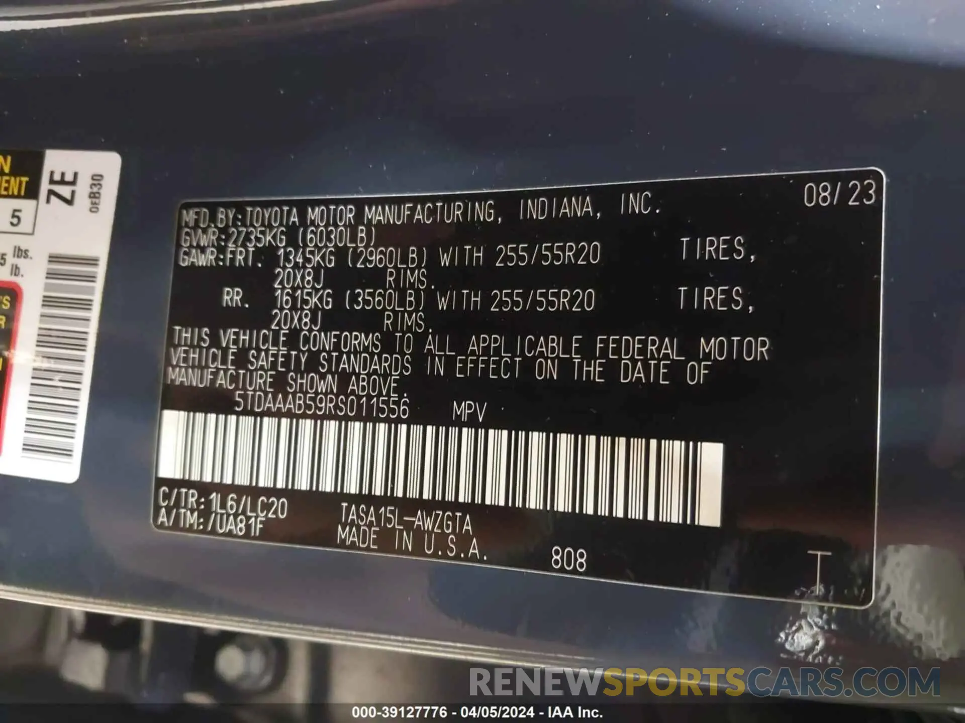 9 fotografías del automóvil dañado 5TDAAAB59RS011556 TOYOTA GRAND HIGHLANDER 2024