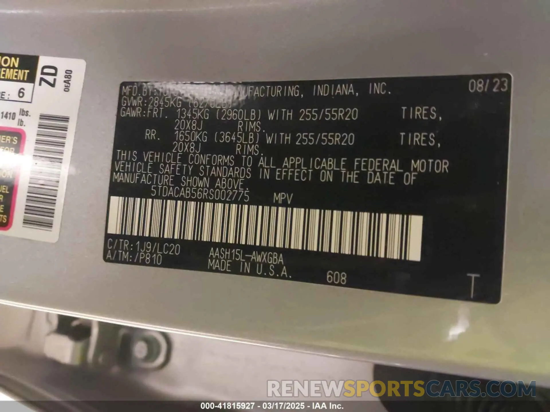 9 fotografías del automóvil dañado 5TDACAB56RS002775 TOYOTA GRAND HIGHLANDER 2024