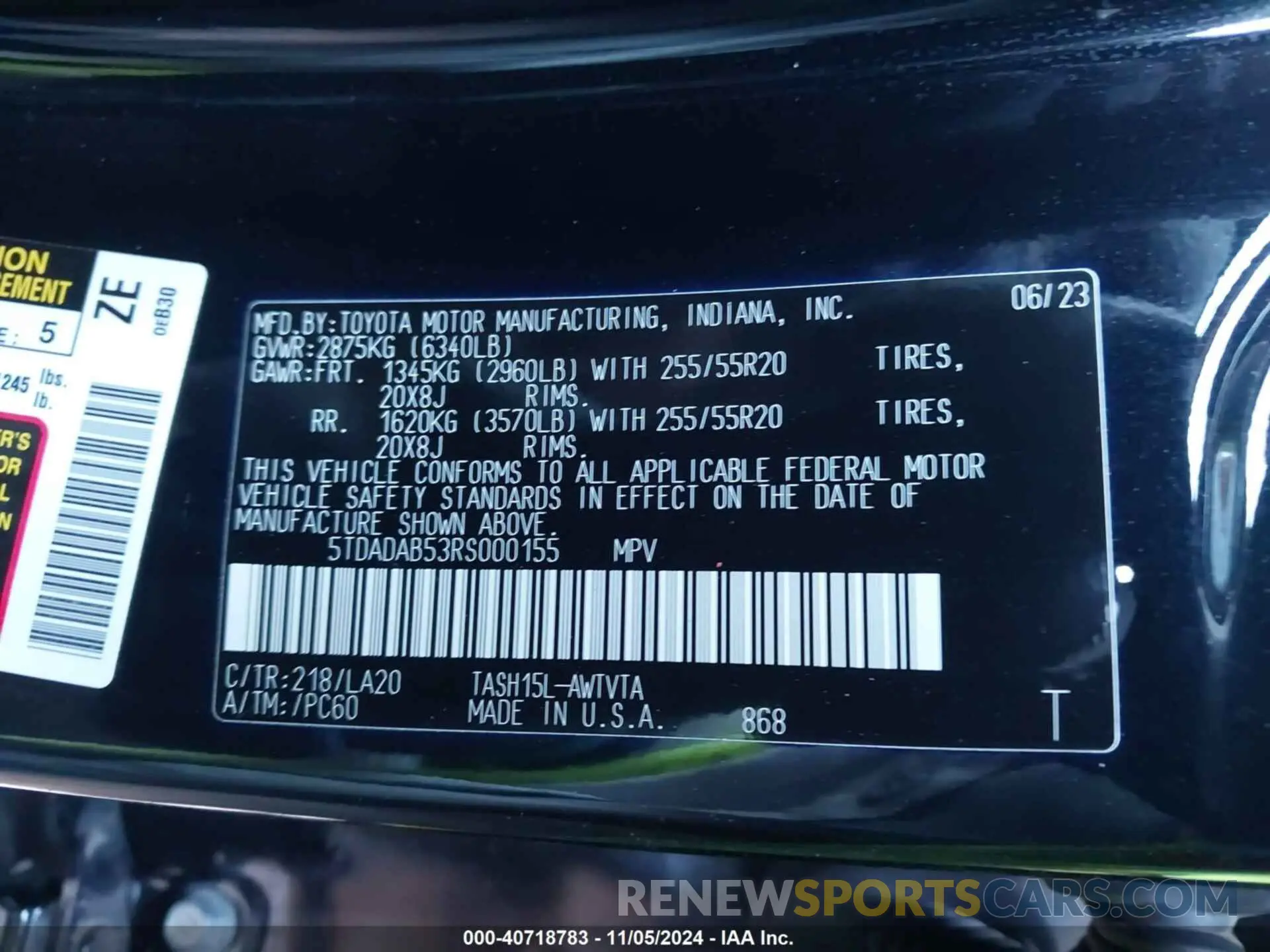 9 fotografías del automóvil dañado 5TDADAB53RS000155 TOYOTA GRAND HIGHLANDER 2024