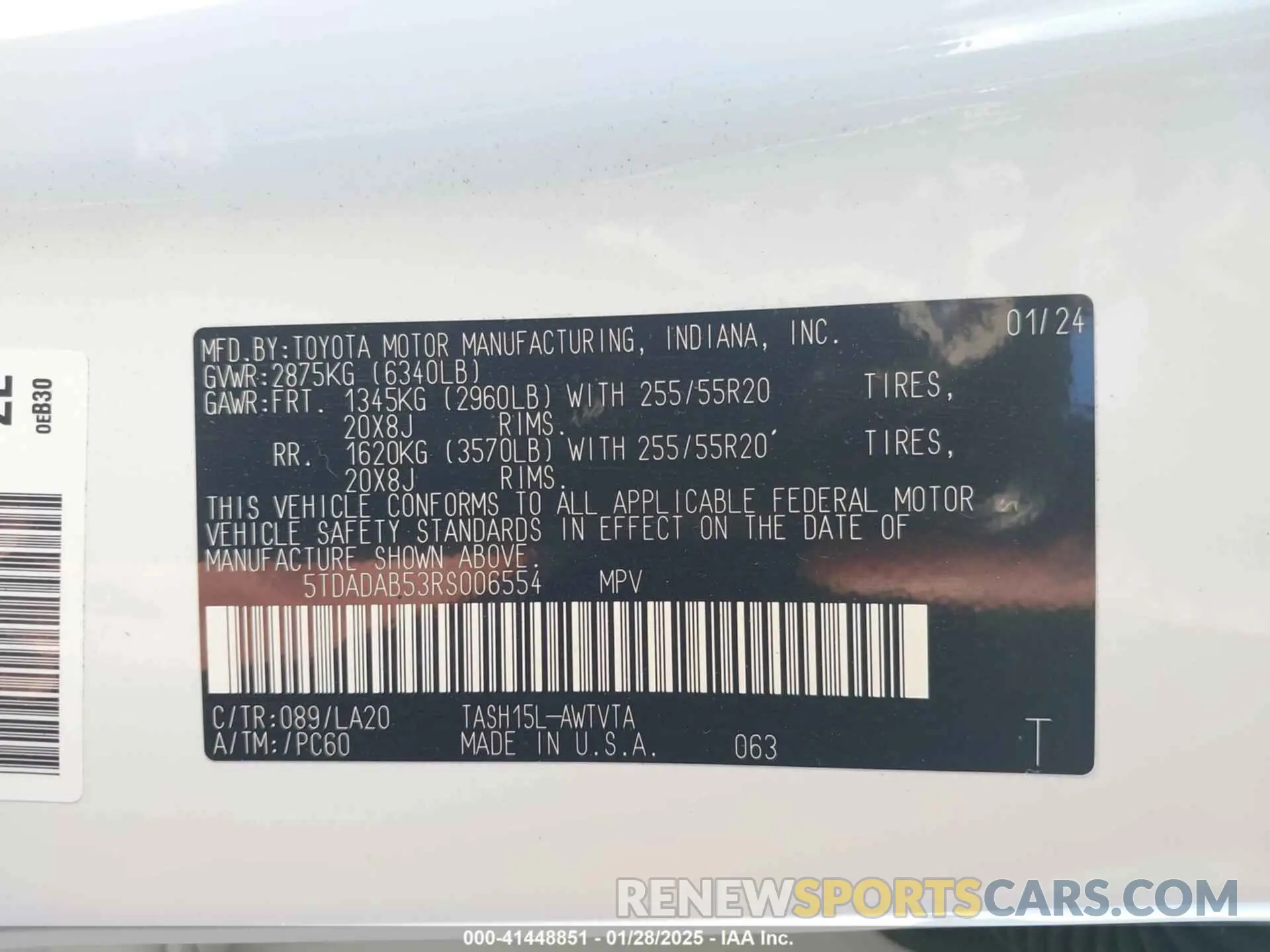 9 fotografías del automóvil dañado 5TDADAB53RS006554 TOYOTA GRAND HIGHLANDER 2024