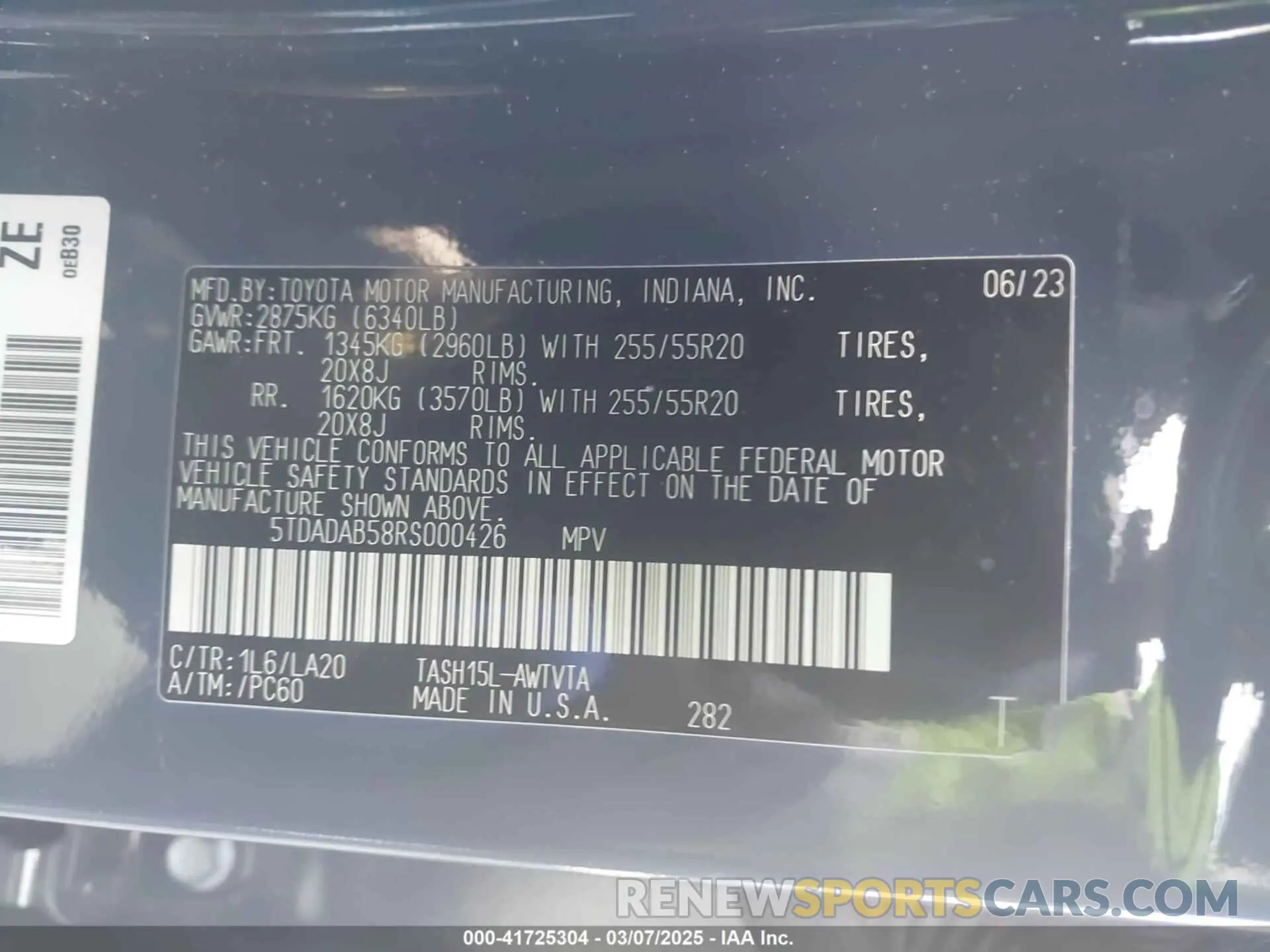 9 fotografías del automóvil dañado 5TDADAB58RS000426 TOYOTA GRAND HIGHLANDER 2024