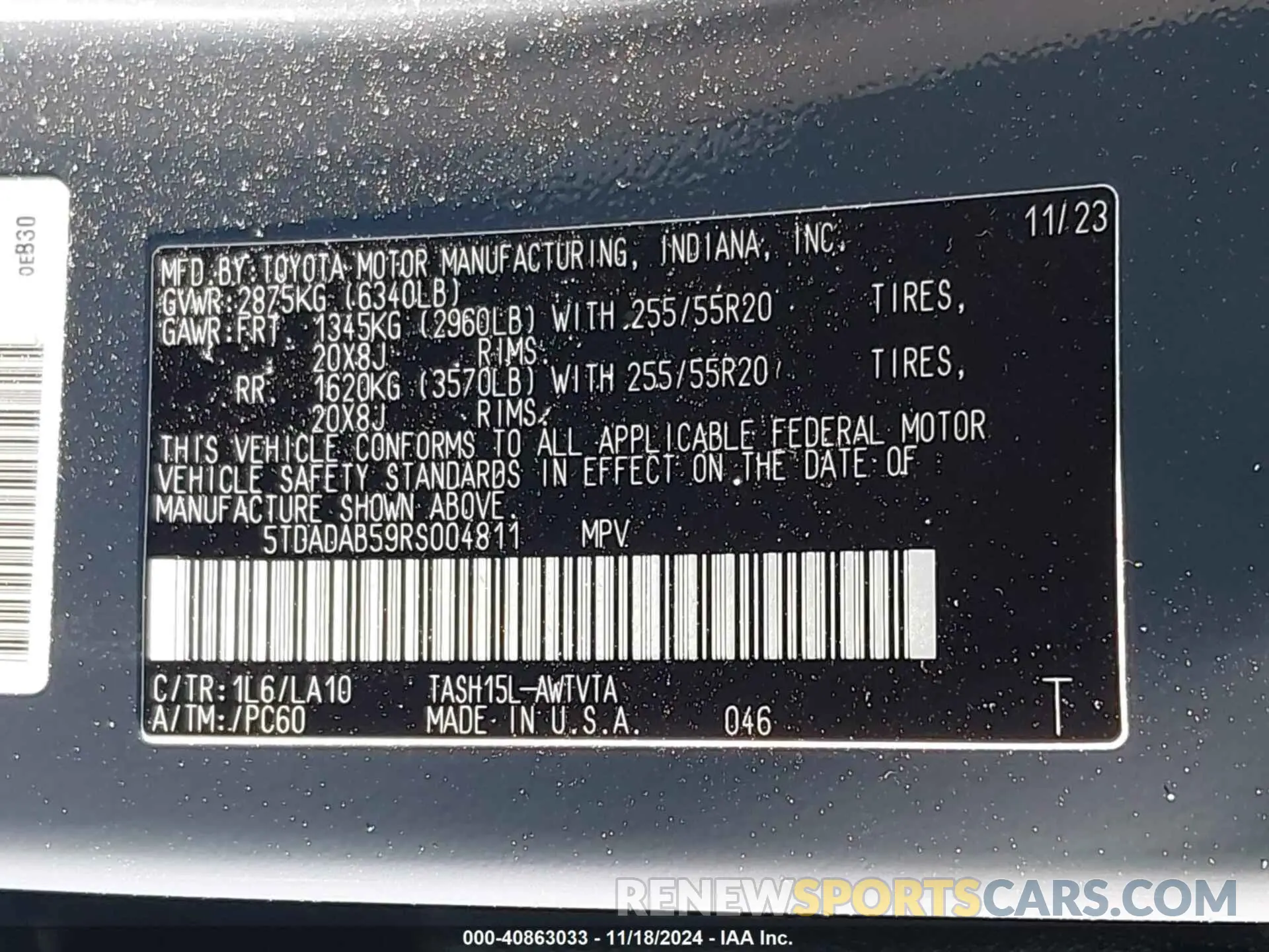 9 fotografías del automóvil dañado 5TDADAB59RS004811 TOYOTA GRAND HIGHLANDER 2024