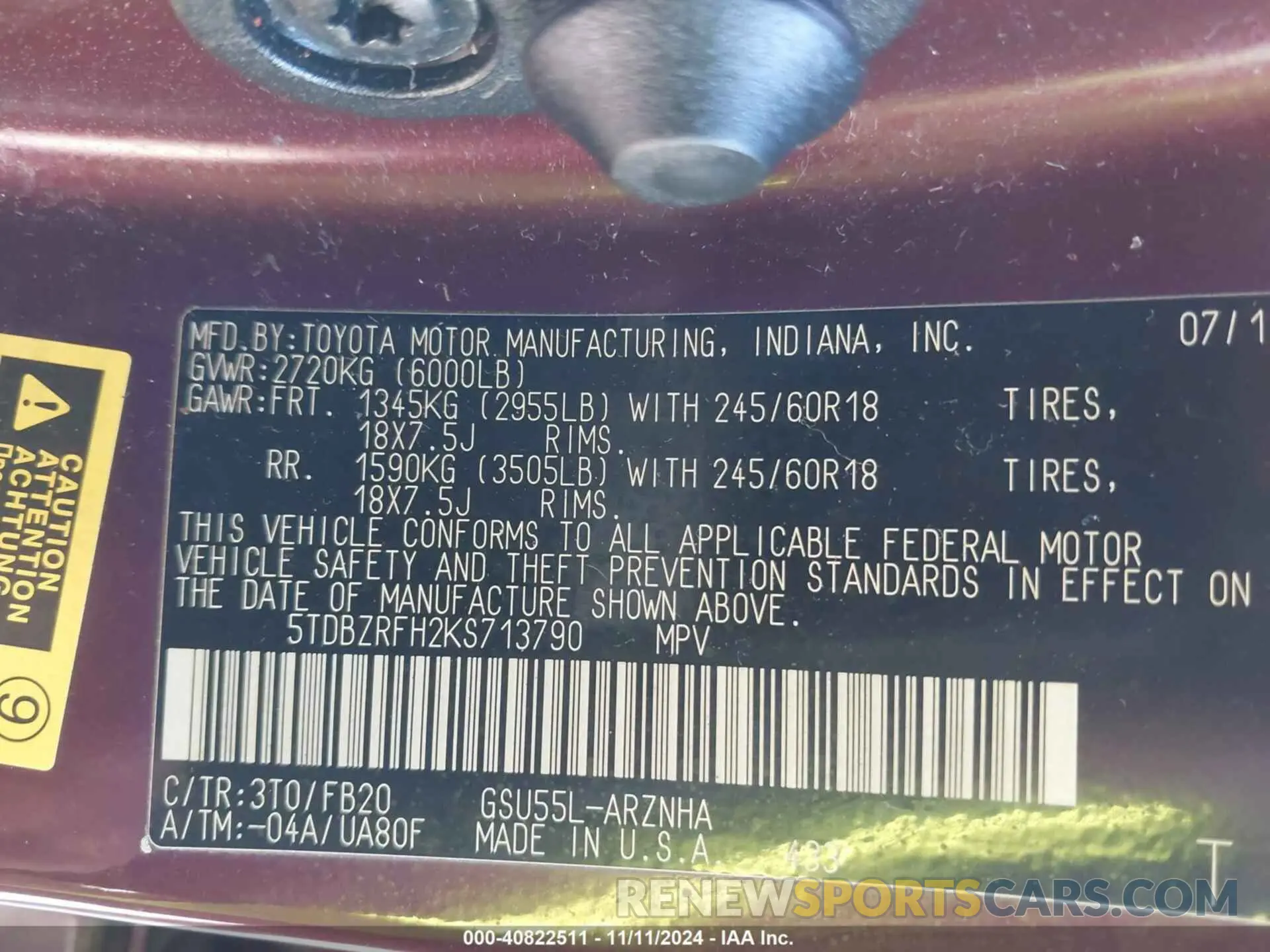 9 fotografías del automóvil dañado 5TDBZRFH2KS713790 TOYOTA HIGHLANDER 2019