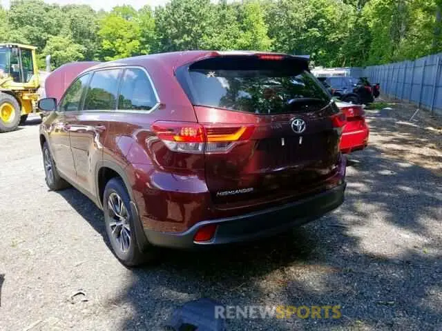 3 fotografías del automóvil dañado 5TDBZRFH9KS916501 TOYOTA HIGHLANDER 2019