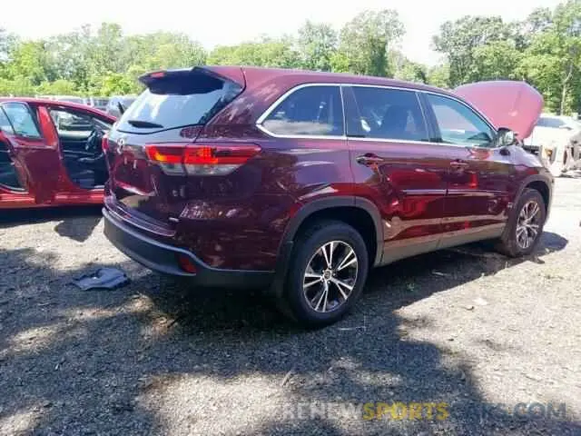 4 fotografías del automóvil dañado 5TDBZRFH9KS916501 TOYOTA HIGHLANDER 2019