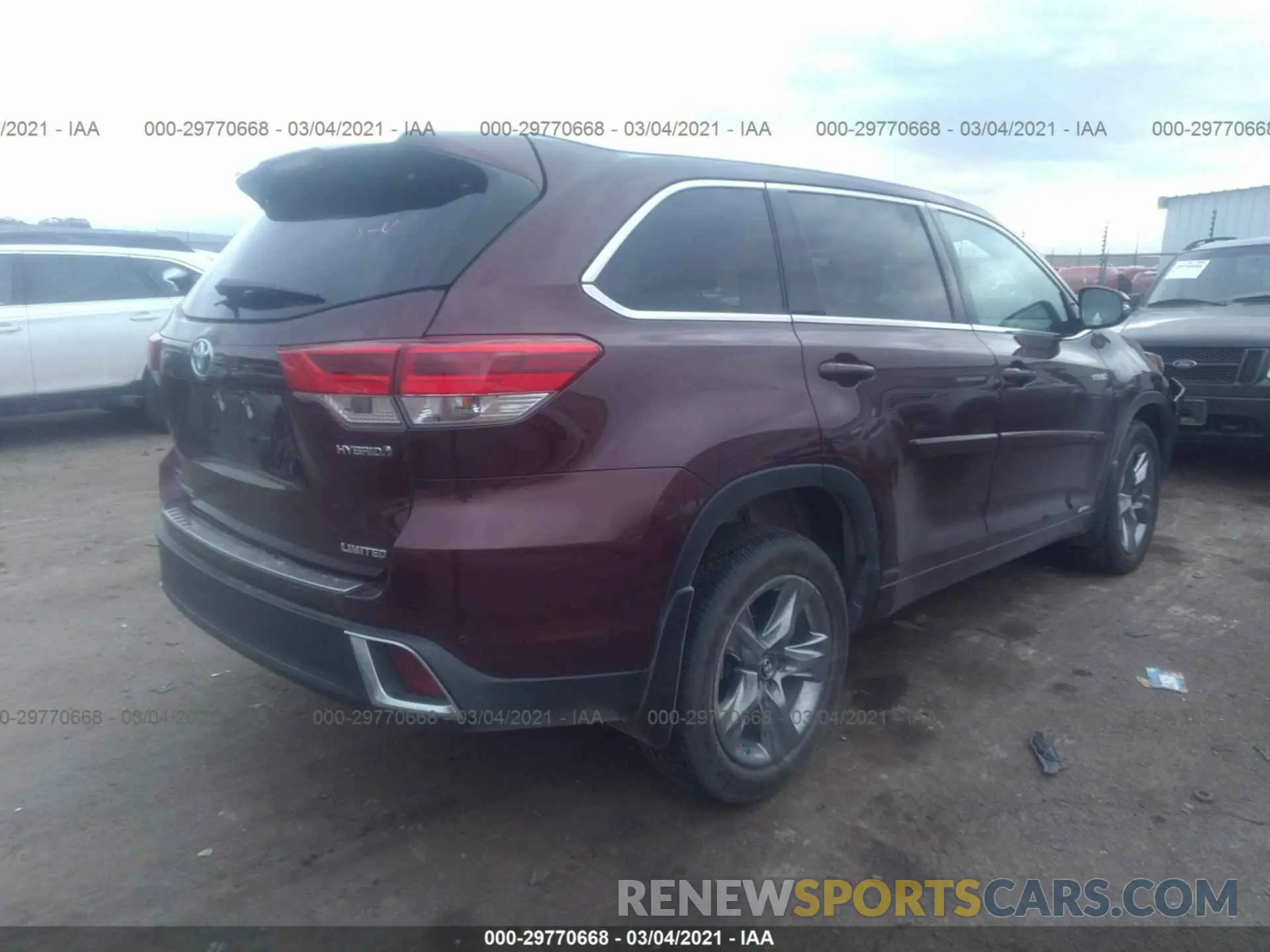 4 fotografías del automóvil dañado 5TDDGRFH6KS062565 TOYOTA HIGHLANDER 2019