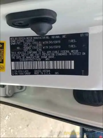 10 fotografías del automóvil dañado 5TDDZRFH1KS711408 TOYOTA HIGHLANDER 2019