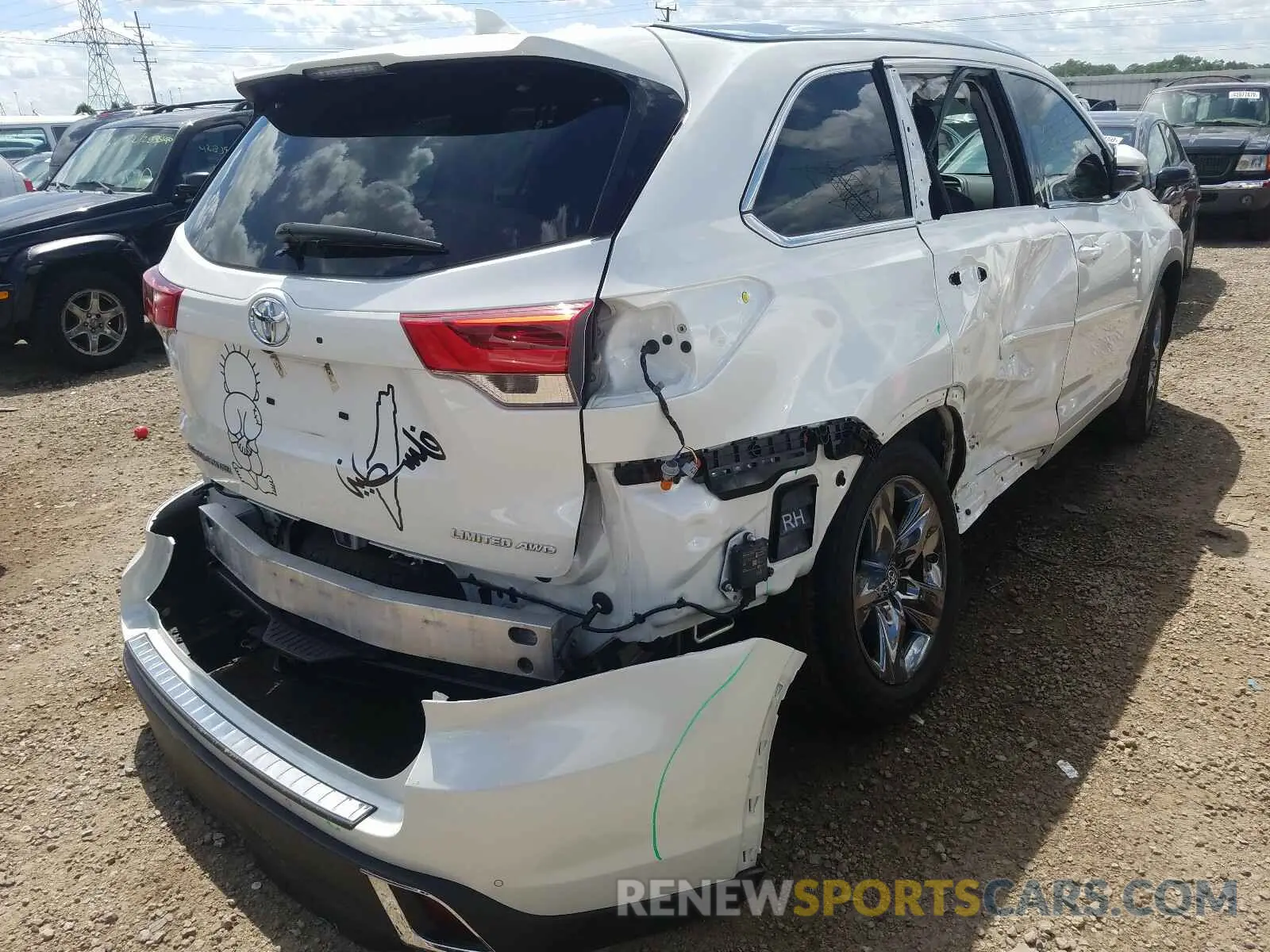 4 fotografías del automóvil dañado 5TDDZRFH9KS705517 TOYOTA HIGHLANDER 2019