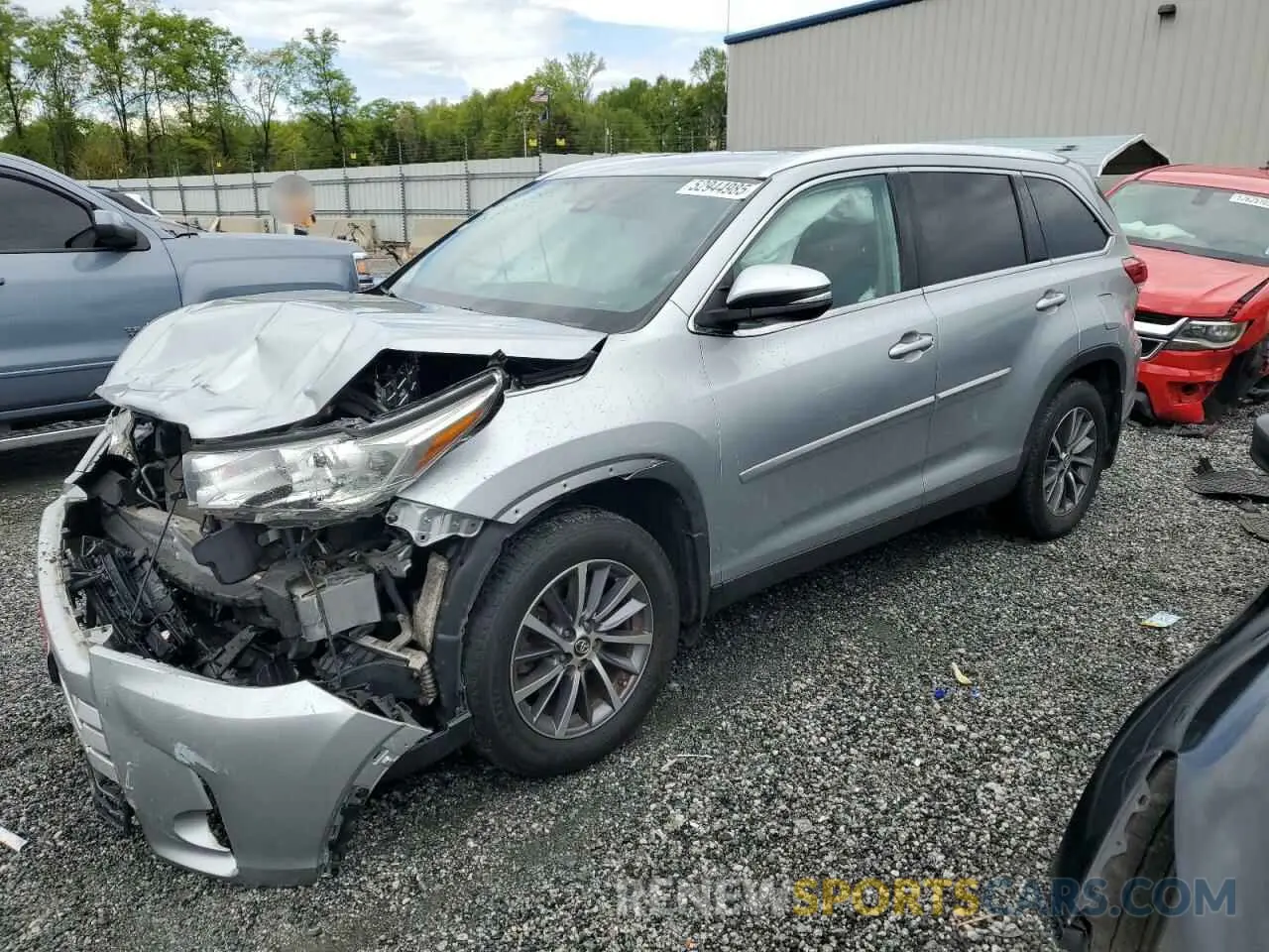 1 fotografías del automóvil dañado 5TDJZRFH0KS593872 TOYOTA HIGHLANDER 2019