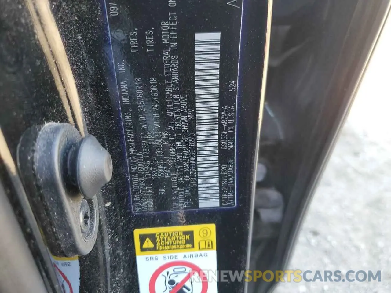 13 fotografías del automóvil dañado 5TDJZRFH0KS618270 TOYOTA HIGHLANDER 2019