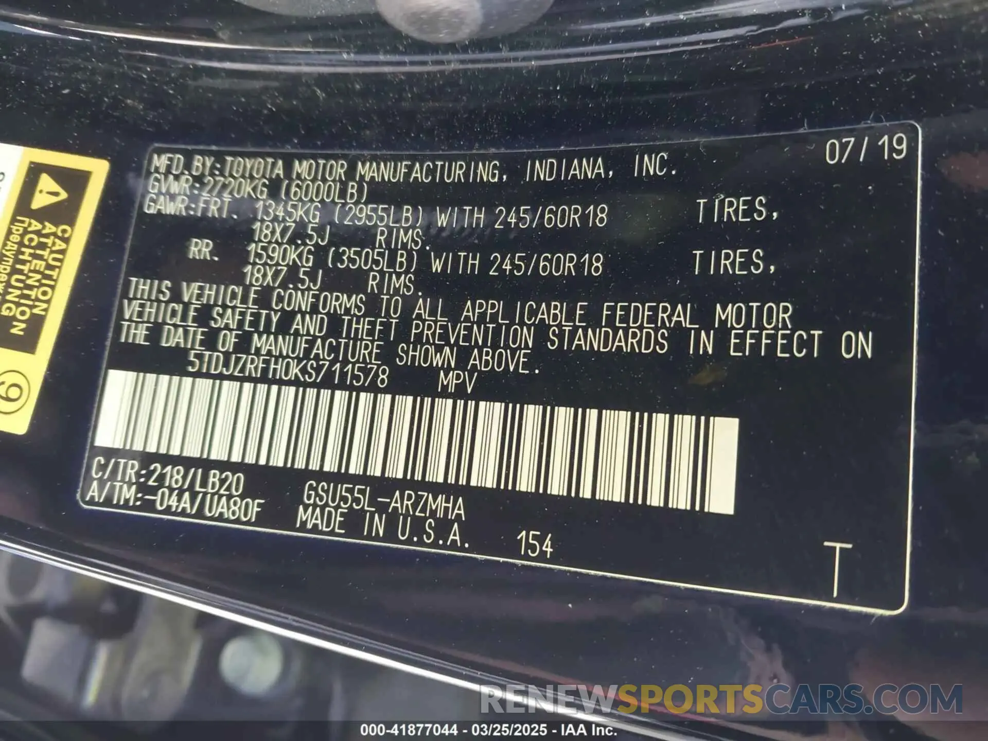9 fotografías del automóvil dañado 5TDJZRFH0KS711578 TOYOTA HIGHLANDER 2019