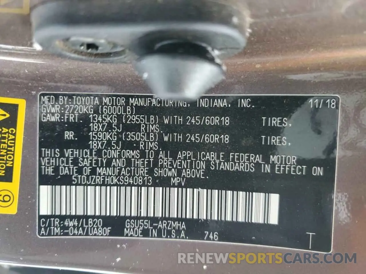 14 fotografías del automóvil dañado 5TDJZRFH0KS940813 TOYOTA HIGHLANDER 2019