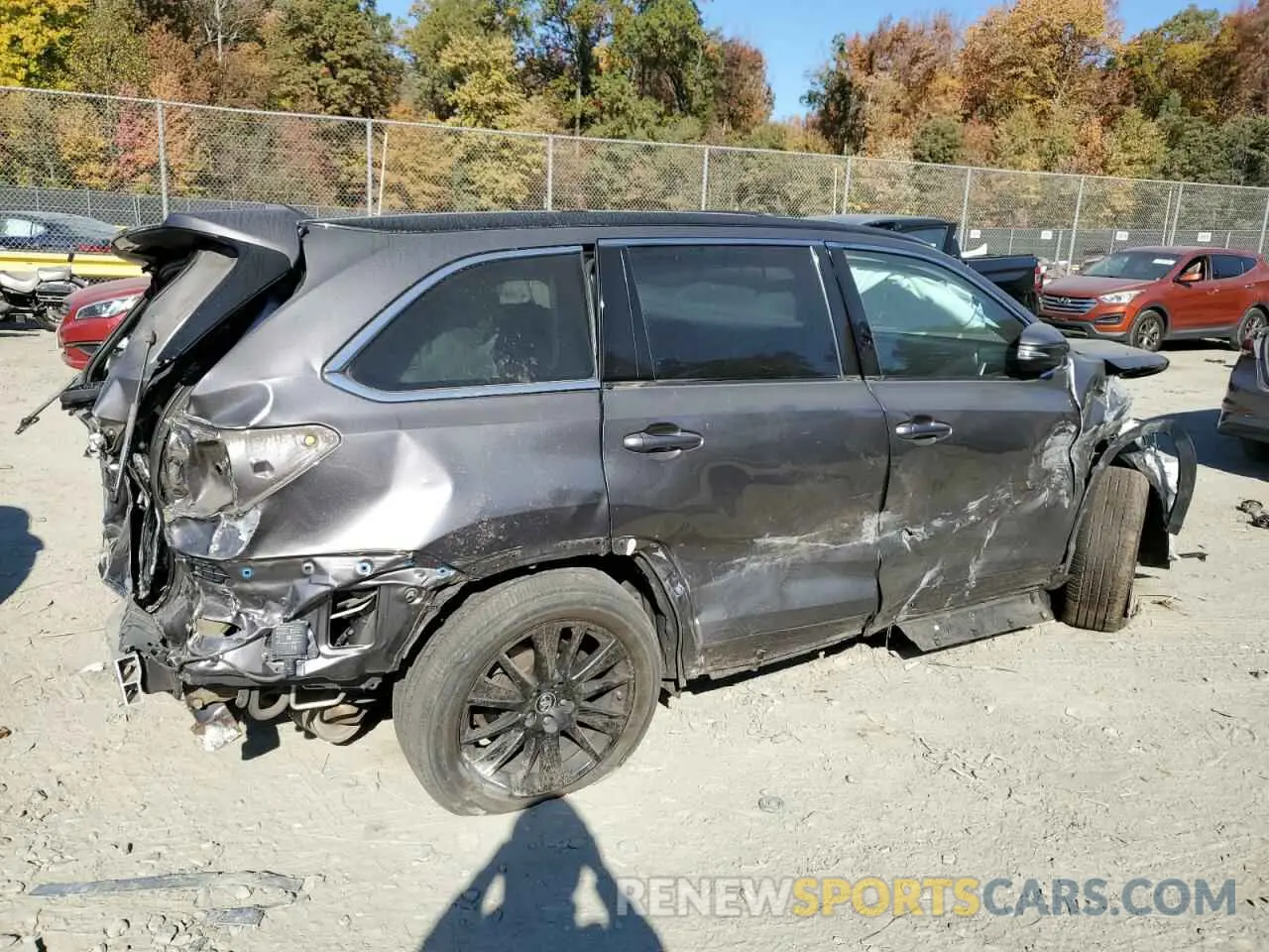 3 fotografías del automóvil dañado 5TDJZRFH1KS571993 TOYOTA HIGHLANDER 2019