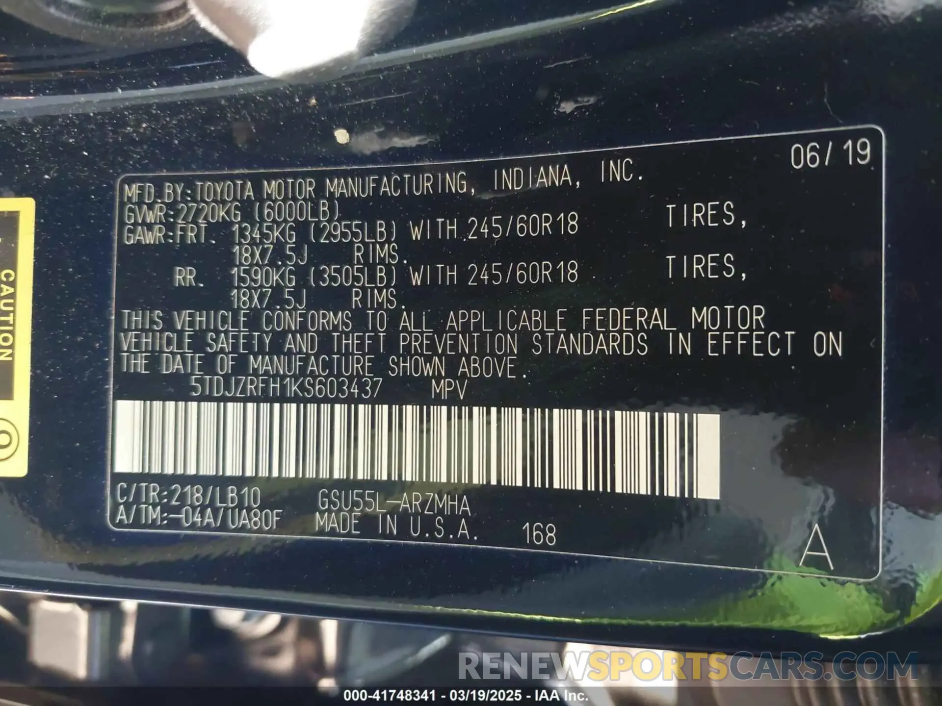 9 fotografías del automóvil dañado 5TDJZRFH1KS603437 TOYOTA HIGHLANDER 2019