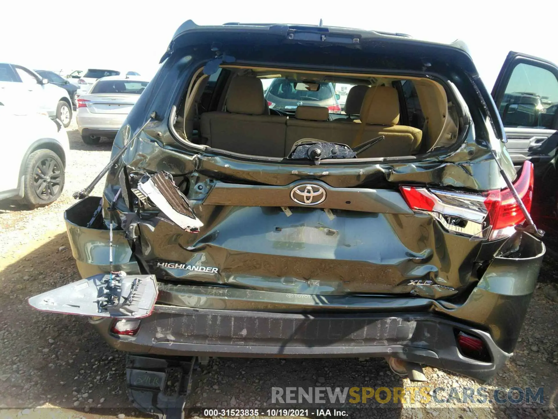 6 fotografías del automóvil dañado 5TDJZRFH1KS956986 TOYOTA HIGHLANDER 2019