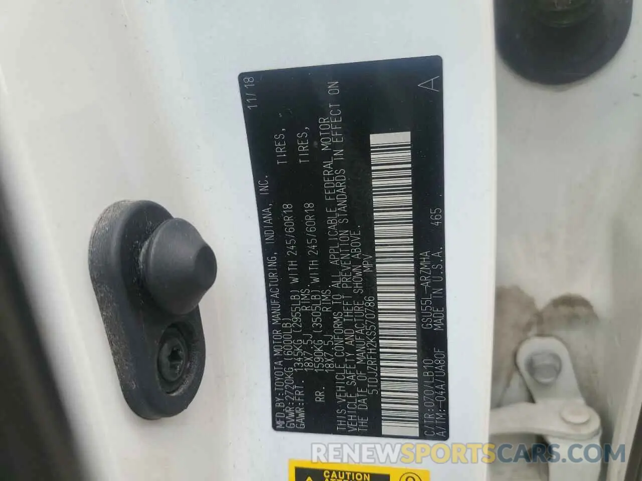 13 fotografías del automóvil dañado 5TDJZRFH2KS570786 TOYOTA HIGHLANDER 2019