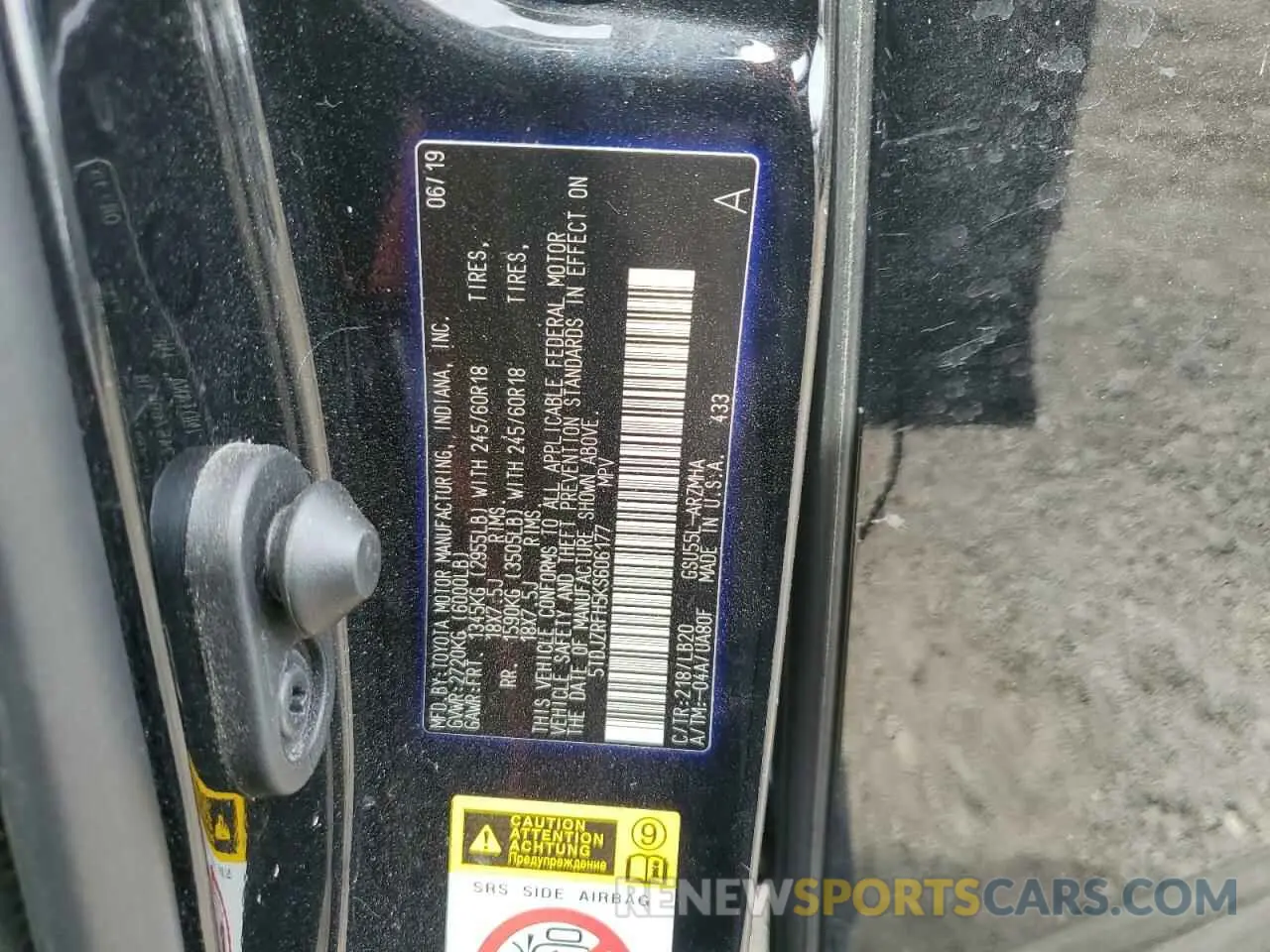 15 fotografías del automóvil dañado 5TDJZRFH5KS606177 TOYOTA HIGHLANDER 2019