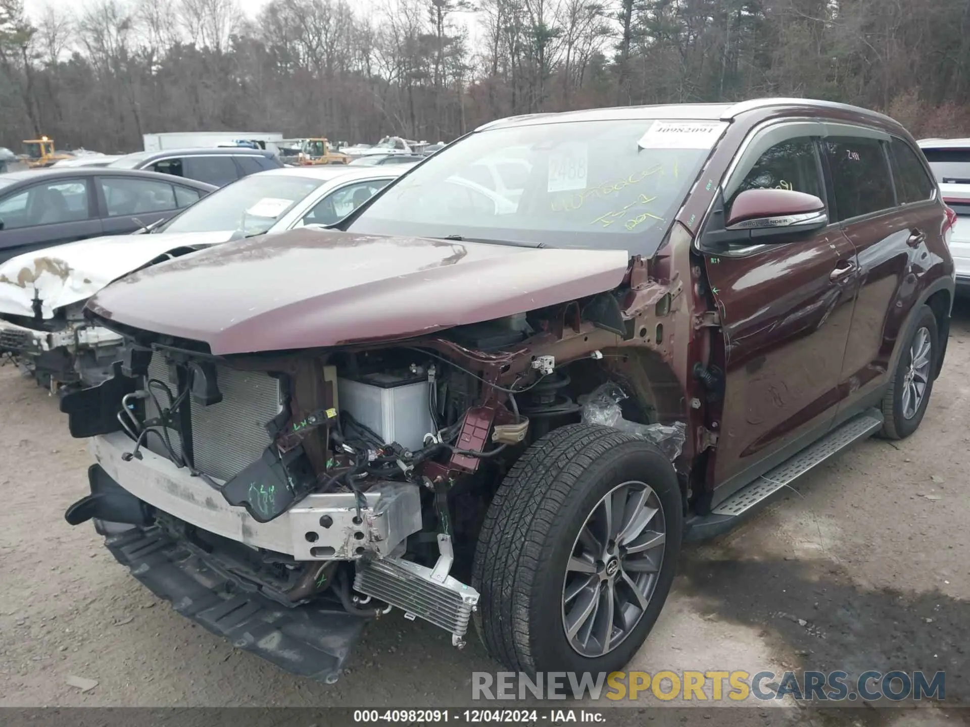 2 fotografías del automóvil dañado 5TDJZRFH8KS983165 TOYOTA HIGHLANDER 2019