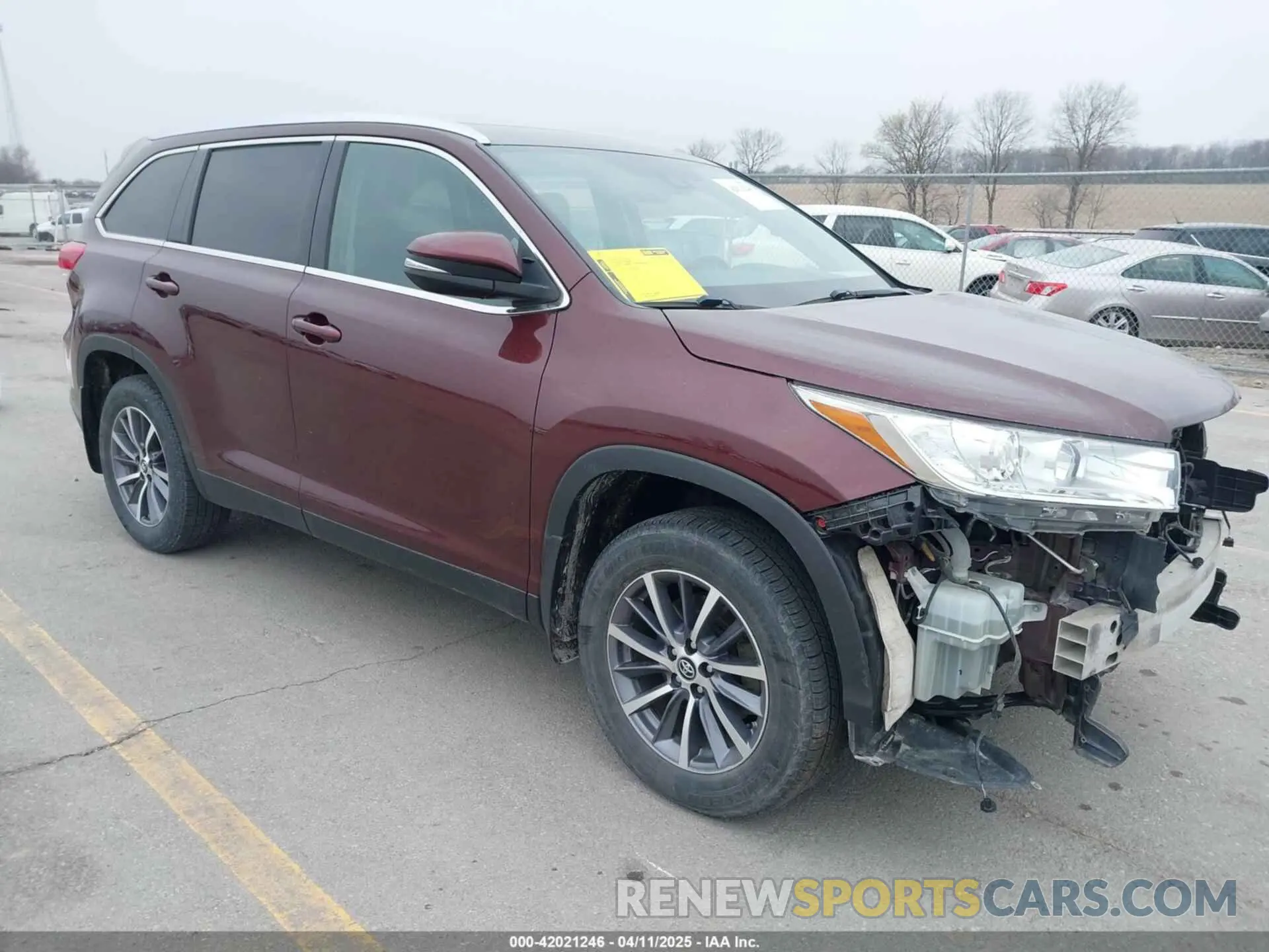 1 fotografías del automóvil dañado 5TDJZRFH8KS993713 TOYOTA HIGHLANDER 2019