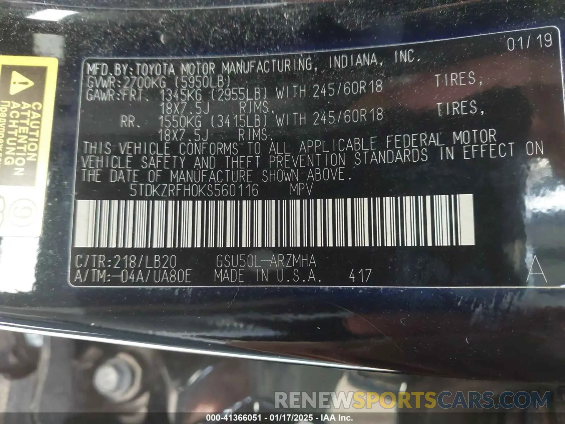 9 fotografías del automóvil dañado 5TDKZRFH0KS560116 TOYOTA HIGHLANDER 2019
