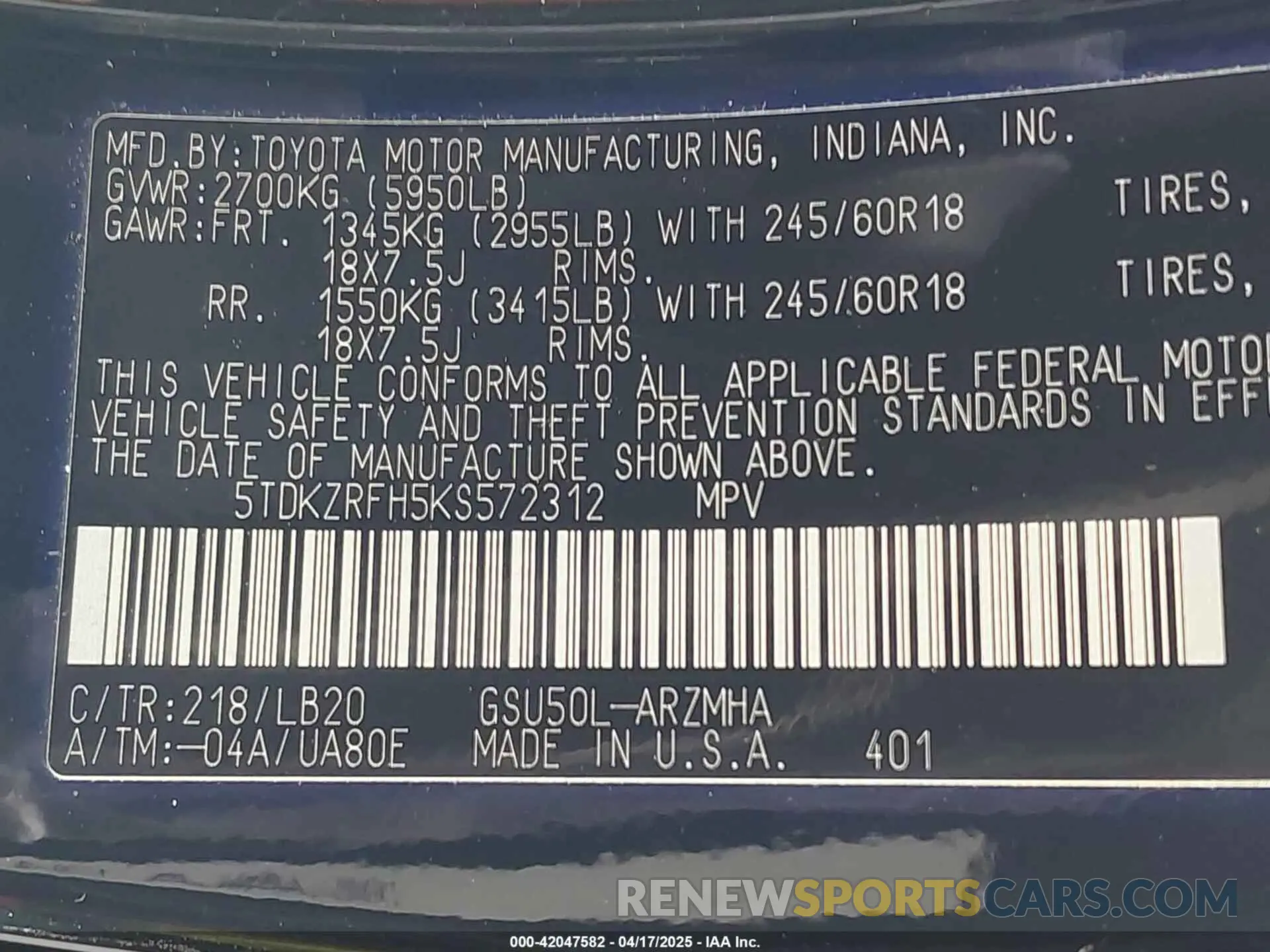 9 fotografías del automóvil dañado 5TDKZRFH5KS572312 TOYOTA HIGHLANDER 2019