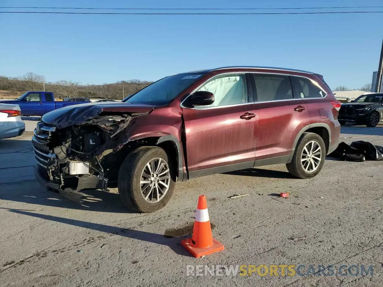 1 fotografías del automóvil dañado 5TDKZRFH7KS361631 TOYOTA HIGHLANDER 2019