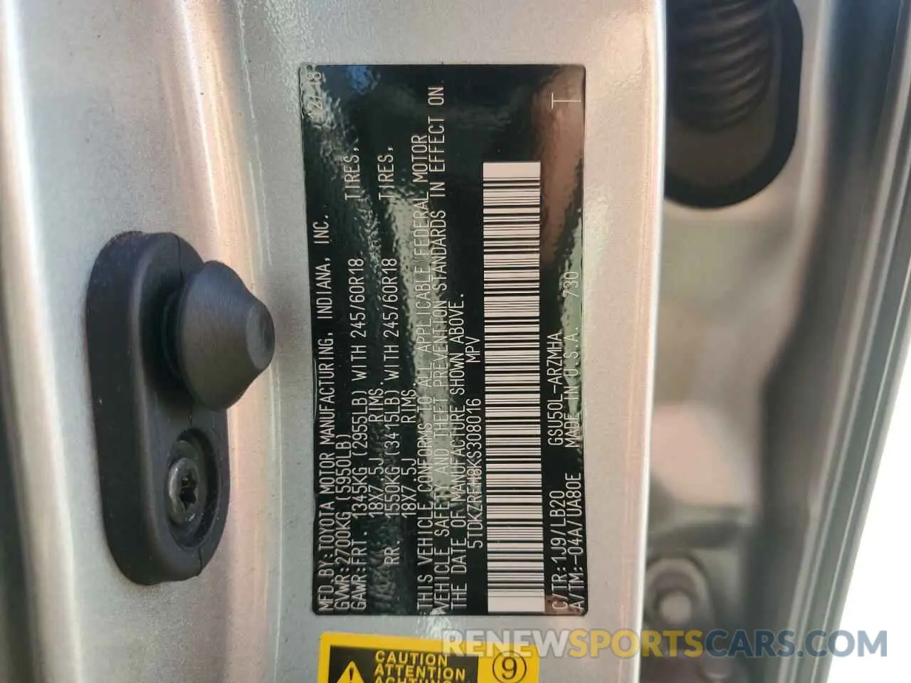 13 fotografías del automóvil dañado 5TDKZRFH8KS308016 TOYOTA HIGHLANDER 2019