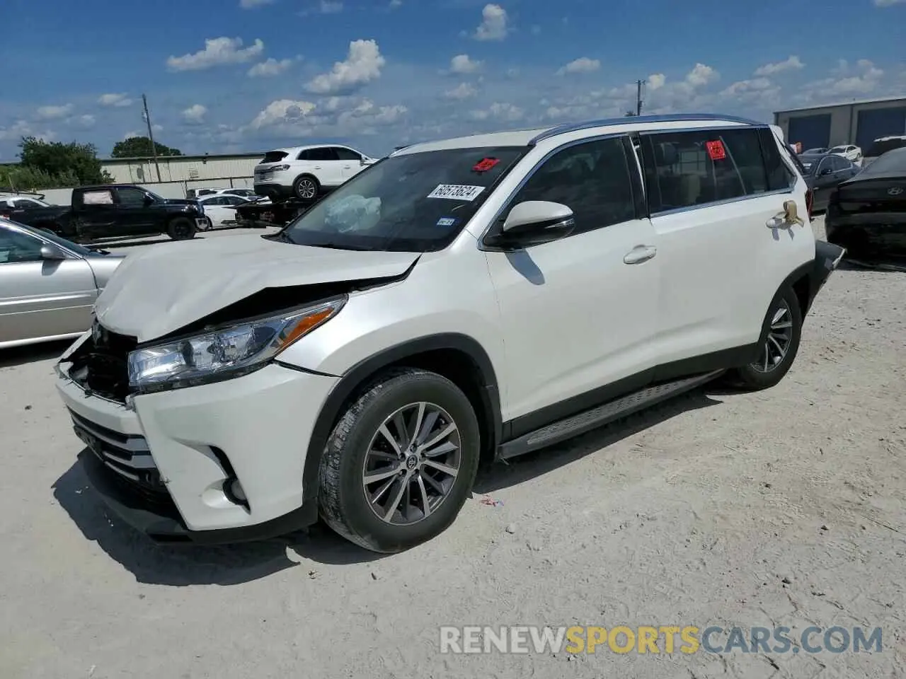1 fotografías del automóvil dañado 5TDKZRFH8KS357510 TOYOTA HIGHLANDER 2019