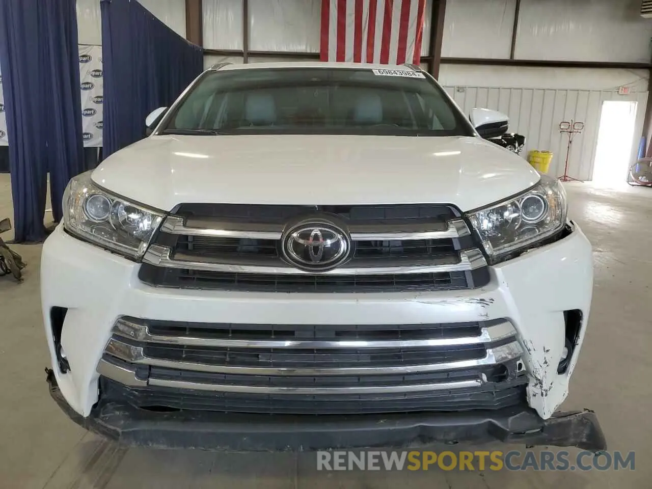 5 fotografías del automóvil dañado 5TDYZRFH0KS360122 TOYOTA HIGHLANDER 2019