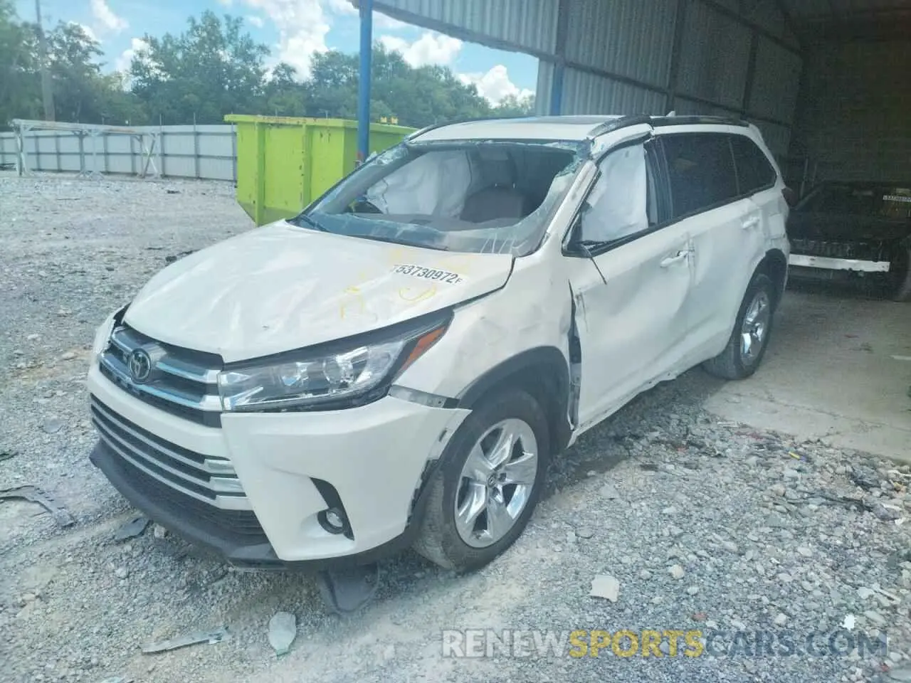 2 fotografías del automóvil dañado 5TDYZRFH1KS349212 TOYOTA HIGHLANDER 2019